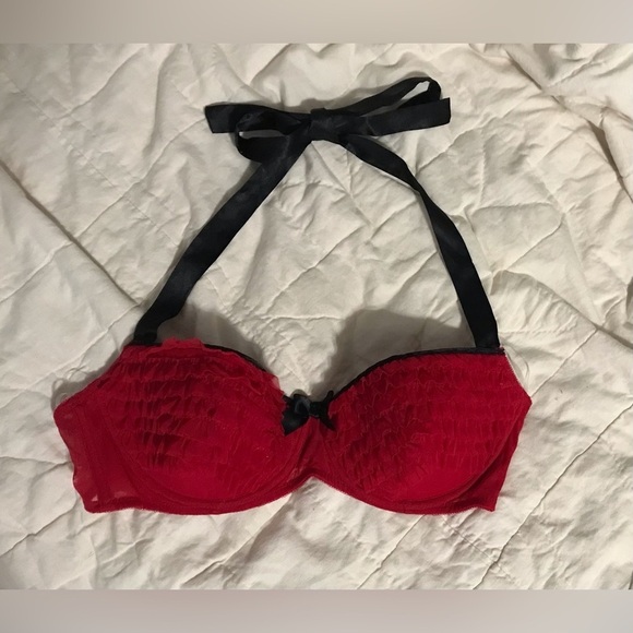 Fredrick’s of Hollywood Red ruffle halter bra - Picture 1 of 6